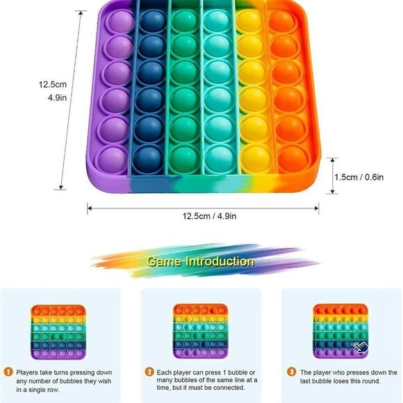 4x Pieces Rainbow Popit Fidget Pop Toy Sensory Set stress relief - Picture 4 of 7